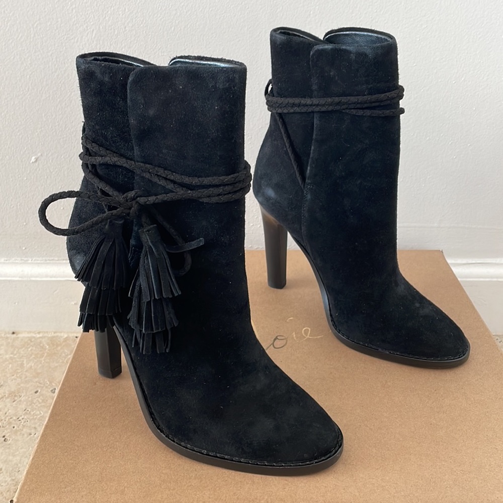 Joie black suede booties